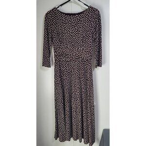 R & K Originals Petite SZ 6P Vintage Polka Dot Brown White Dress Classic Mature